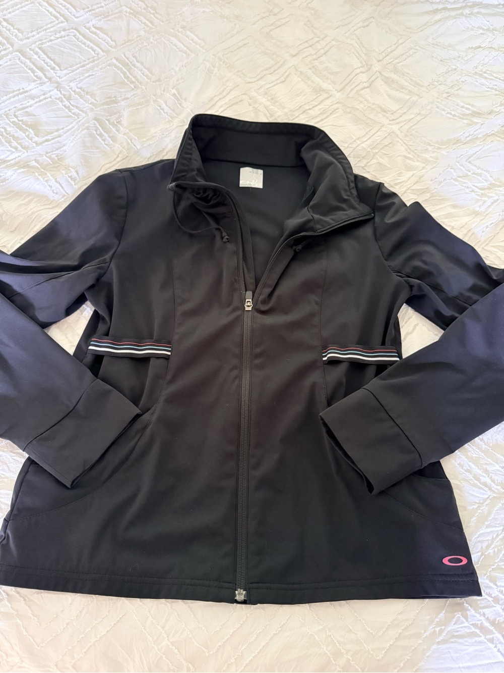 Oakley Women's Black Full-Zip Utility Jacket with Subtle Stripe Accents